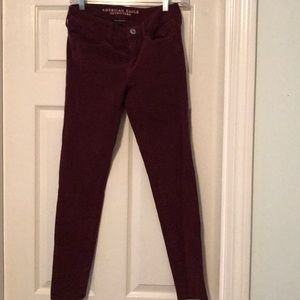 American Eagle 360 stretch maroon jeggings